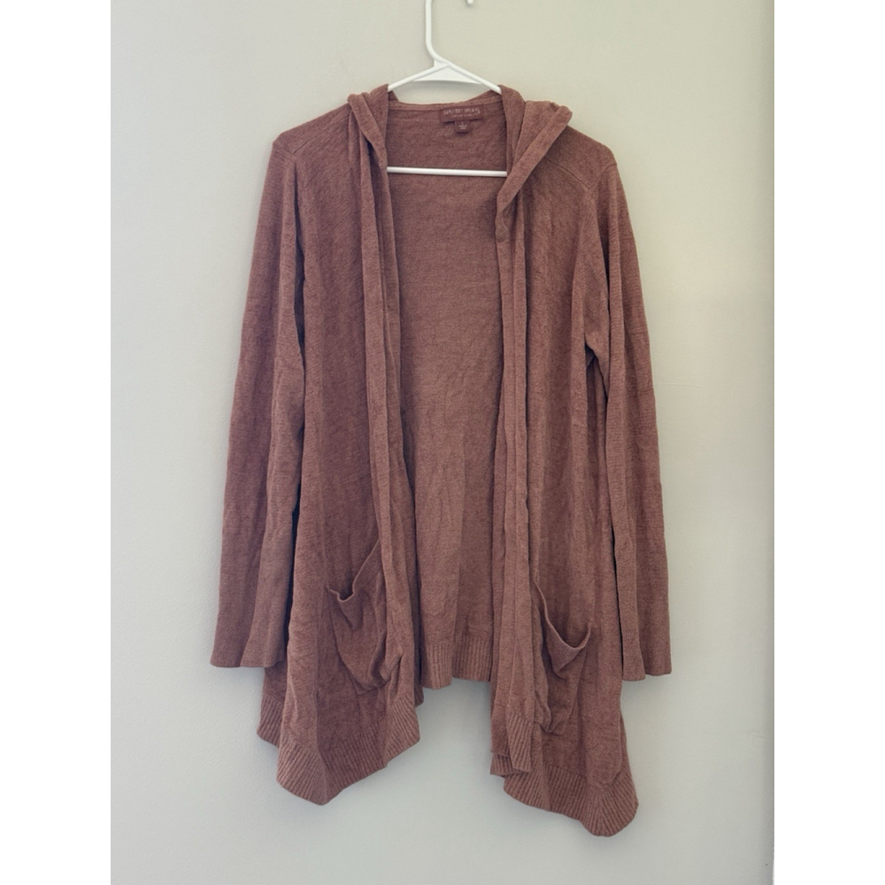 Barefoot Dreams CozyChic Ultra Lite Seashore Hooded Cardigan Large - Picture 2 of 5